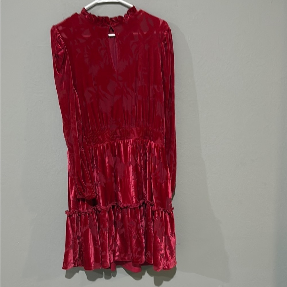 Eloquii Pink Mock Neck Barbiecore Midi Dress velvet burnout romantic formal - Picture 12 of 14